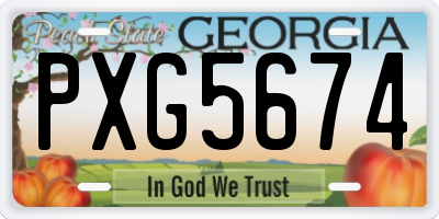 GA license plate PXG5674