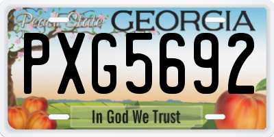 GA license plate PXG5692
