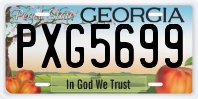 GA license plate PXG5699