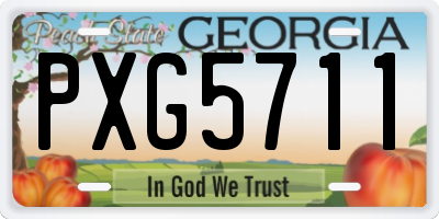 GA license plate PXG5711