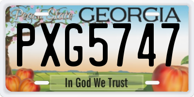 GA license plate PXG5747