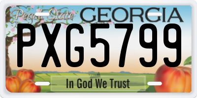GA license plate PXG5799