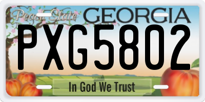 GA license plate PXG5802