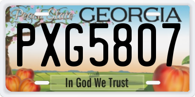 GA license plate PXG5807