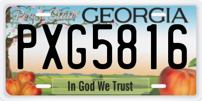GA license plate PXG5816