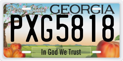 GA license plate PXG5818
