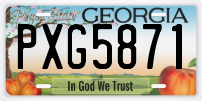 GA license plate PXG5871