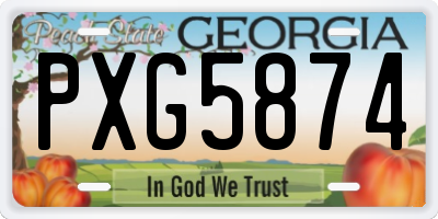 GA license plate PXG5874