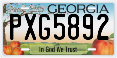 GA license plate PXG5892