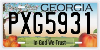 GA license plate PXG5931