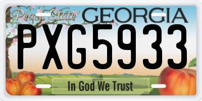 GA license plate PXG5933