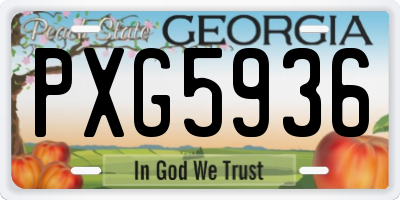 GA license plate PXG5936