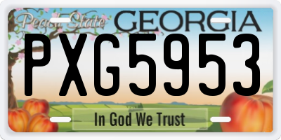 GA license plate PXG5953