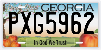 GA license plate PXG5962