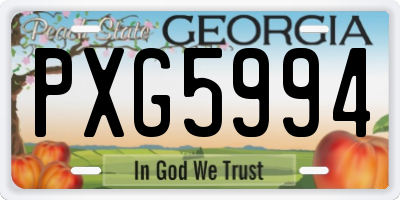 GA license plate PXG5994