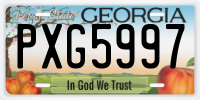 GA license plate PXG5997