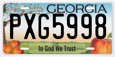 GA license plate PXG5998