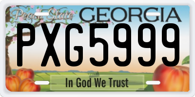 GA license plate PXG5999