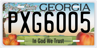GA license plate PXG6005