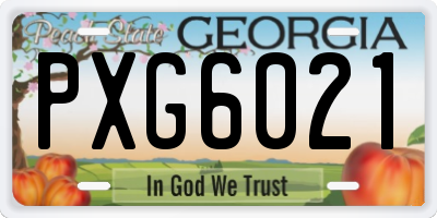GA license plate PXG6021