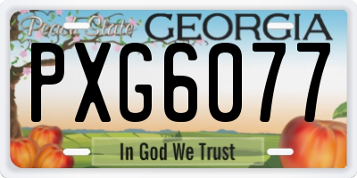 GA license plate PXG6077