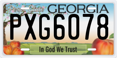 GA license plate PXG6078