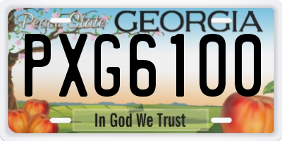 GA license plate PXG6100