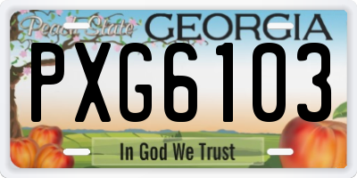 GA license plate PXG6103