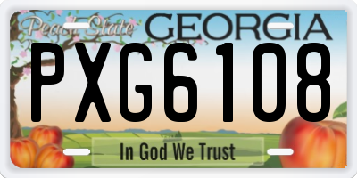 GA license plate PXG6108