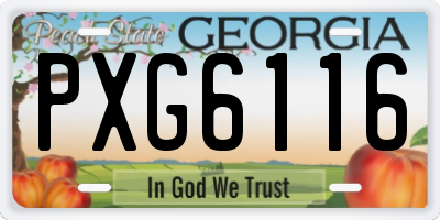 GA license plate PXG6116