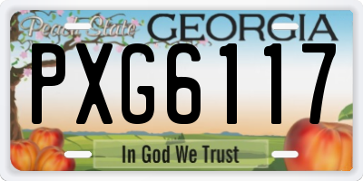 GA license plate PXG6117
