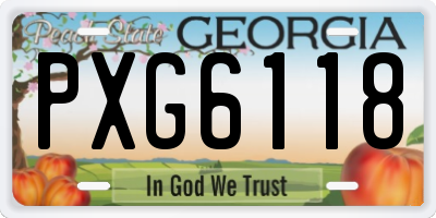 GA license plate PXG6118