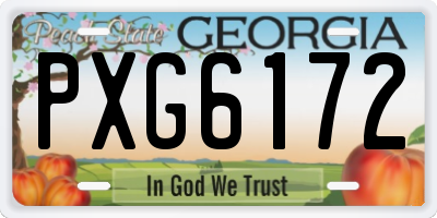 GA license plate PXG6172