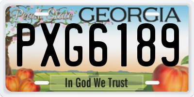 GA license plate PXG6189
