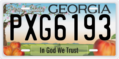 GA license plate PXG6193