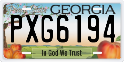 GA license plate PXG6194