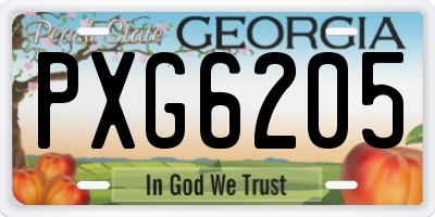 GA license plate PXG6205