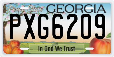 GA license plate PXG6209
