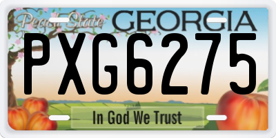 GA license plate PXG6275