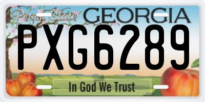 GA license plate PXG6289