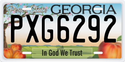 GA license plate PXG6292