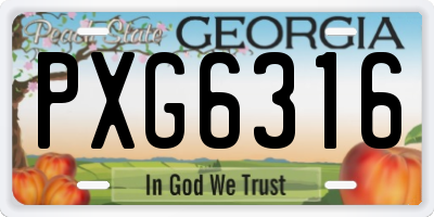 GA license plate PXG6316