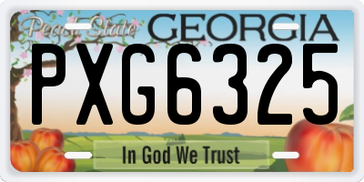 GA license plate PXG6325