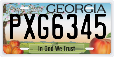 GA license plate PXG6345