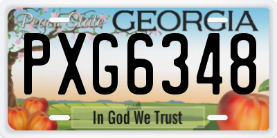 GA license plate PXG6348