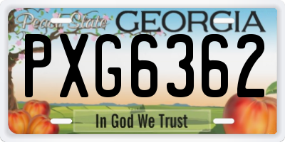 GA license plate PXG6362