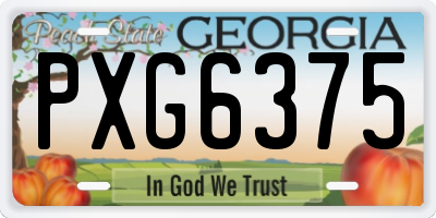 GA license plate PXG6375