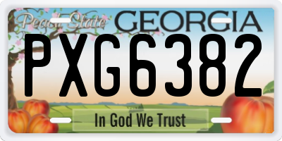 GA license plate PXG6382