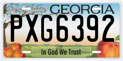 GA license plate PXG6392
