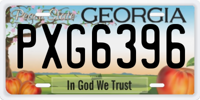 GA license plate PXG6396